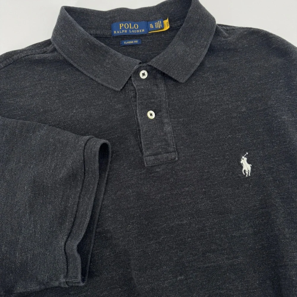 Polo Ralph Lauren Mens XL Classic Fit Short Sleeve Polo Shirt Charcoal Cotton